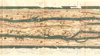 "Tabula Peutingeriana", sezione Campania-Puglia, copia del XII-XIII secolo di un'antica carta romana che riportaa le principali vie dell'Impero