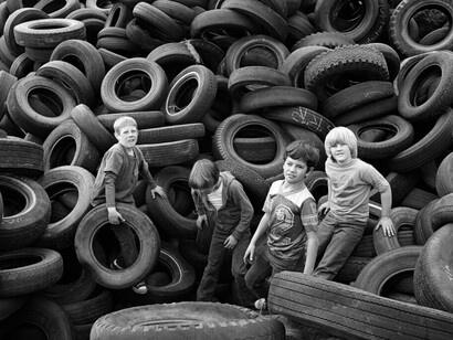 Mimi Plumb, Boys and tires, Sears point (detail), 1976. Courtesy of High Museum of Art