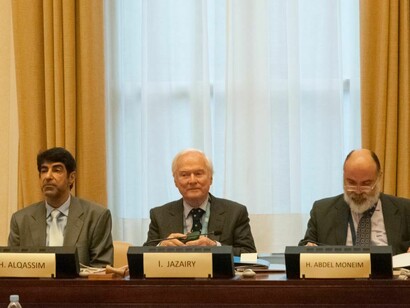 Dr. Hanif Hassan Ali Al Qassim, Dr. Idriss Jazairy and Dr. Abdel Moneim