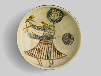 Bowl with Dancer, first half of the 13th century. Byzantine; Cyprus, Paphos. Benaki Museum, Athens.