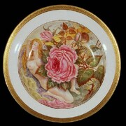 Florine Stettheimer, Center Plate, 1913, Hand-painted porcelain plates, 8 inches in diameter