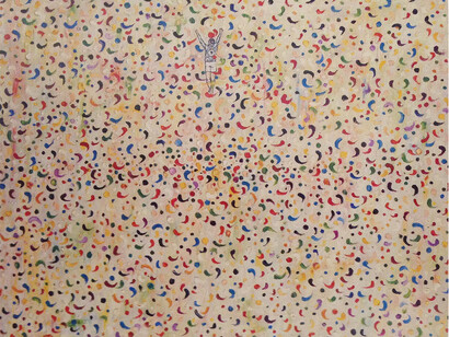 Agenore fabbri, Giardini pubblici con giocatore di pallone, 1982, olio su tela, cm 100 x 120