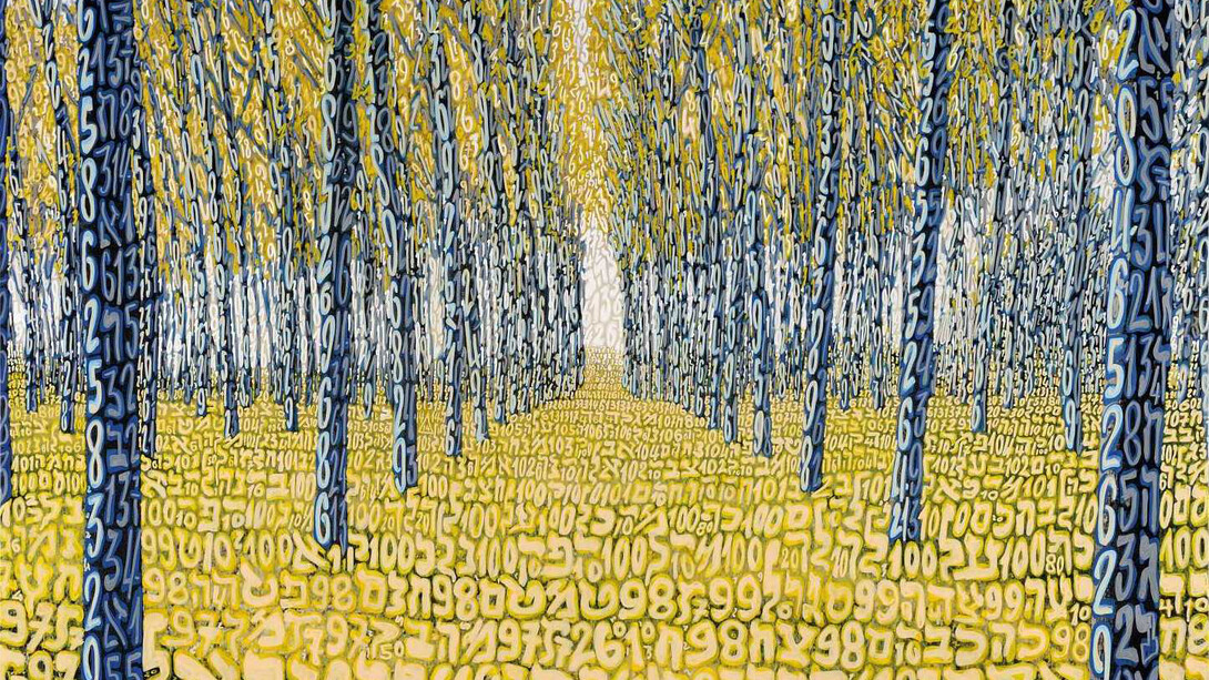 Tobia Ravà, Bosco Di Mimosa, multiplo in raso, 55 x 70