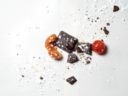 Cioccolata modicana, mandarino candito e zucchero a velo