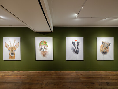 Edi Dubien, S'éclairer sans fin, vue d'exposition. Avec l'aimable autorisation du Musée de la Chasse et de la Nature
