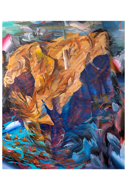 Steven J Yazzie, Balancing The Wind, oil on canvas, 64x78 inches, © Steven J Yazzie 2023. Courtesy Gerald Peters Contemporary