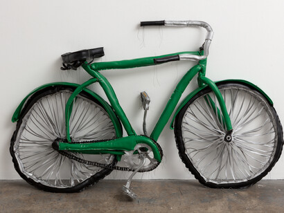 Margarita Cabrera, Bicicletas Verde (Green), 2006, Vinyl, foam, string and wire