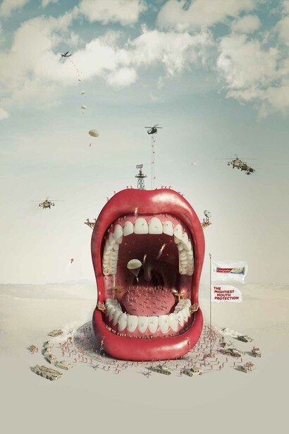 Anúncio publicitário "Colgate", "For the richest mouth protection"