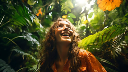 Enjoying nature therapy and outdoor relaxation in green spaces with natural landscapes promotes wellness