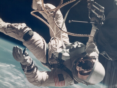 James McDivitt, Ed White walking in space over New Mexico (EVA), Gemini 4, June 1965, Large format vintage chromogenic print, on ‘A Kodak Paper’, 27.8 x 35.6 cm, NASA negative number S65-30433, Breese Little