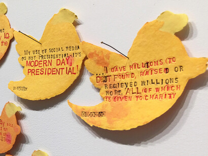TWIT 2017 (detail) 300 tweets hand stamped on cotton rag paper