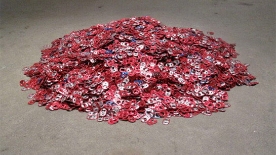 Alice Hope, Untitled, 2014, Aluminum tabs, Diameter approx. 30 in; 76.2 cm