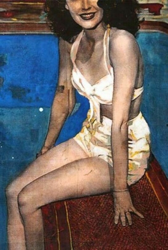 Ayline Olukman, G at the Pool, 2013, Mixed Media, 30" x 30"
