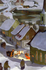 Midnight Mass by Clarence Gagnon,1933, style; impressionism