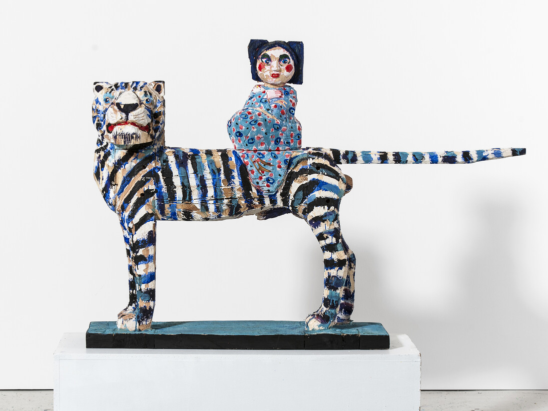 Hans Scheib, The Young Lady from Riga,  34 x 50 x 10 inches, acrylic on wood, 2014