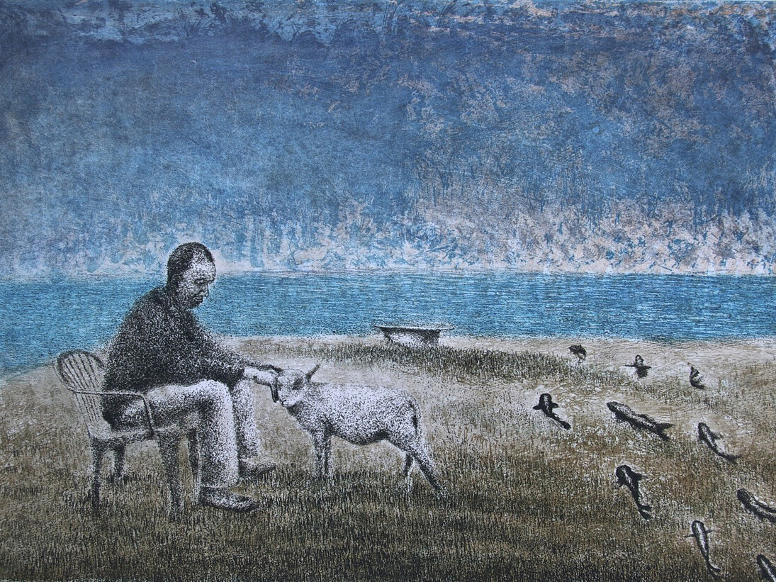 Daniel Lipstein, 'Compassion', etching and aquatint, 41.5 x 58.8 cm, Copyright the artist