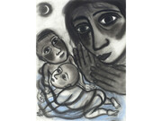 Eileen Cooper, Bathing, 1987, Charcoal and pastel, 76 x 56 cm © Eileen Cooper. All Rights Reserved, DACS 2015
