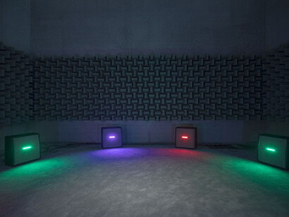 Installation view: Haroon Mirza: A C I D G E S T, Pérez Art Museum Miami, 2017. Photo by Oriol Tarridas