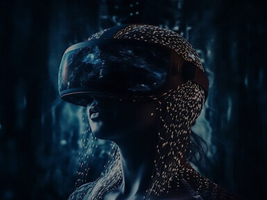 A futuristic enthusiast delves into a virtual reality game, where the boundaries between reality and artificial intelligence blur, creating an immersive and thrilling experience for the young player