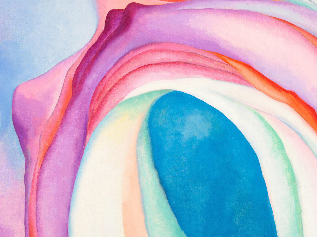       Georgia O'Keeffe, 1887 1986
	Music, Pink and Blue No. 2, 1918
	Oil on canvas, 35 x 29 15/16in. (88.9 x 76 cm)
	Whitney Museum of American Art, New York; gift of Emily Fisher Landau 
      in honor of Tom Armstrong  91.90
      ©2014 Georgia O’Keeffe  Museum / Artists Rights Society ( ARS), New York 
