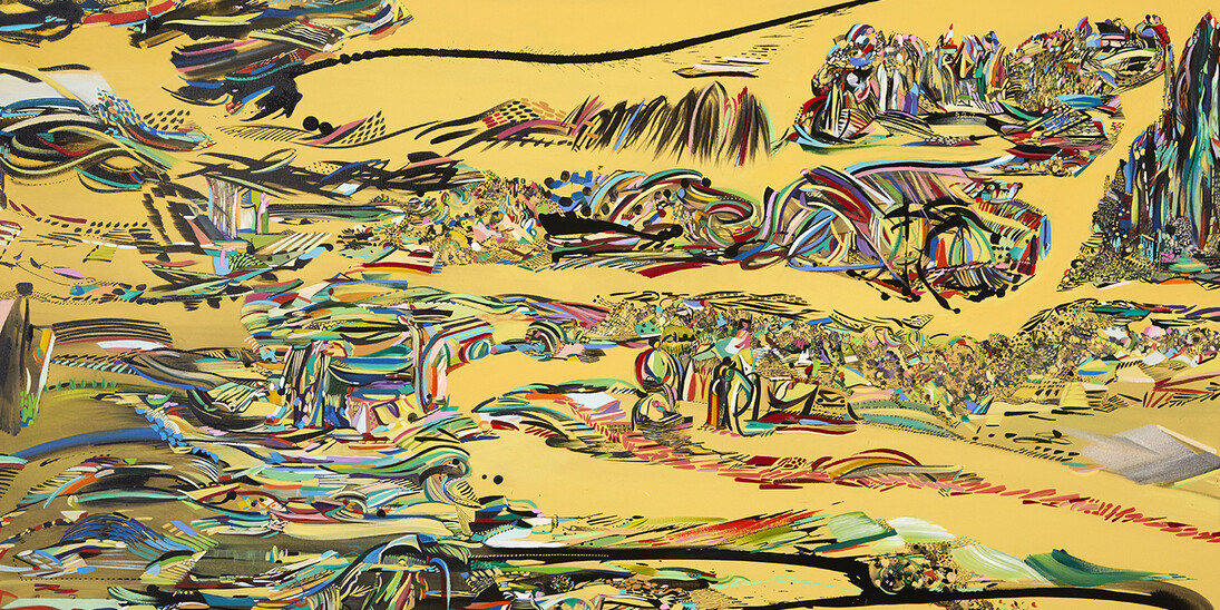 Regina Scully, Mindscape 2, 2017, Acrylic on canvas, 39 x 64in. Courtesy of C24 Gallery