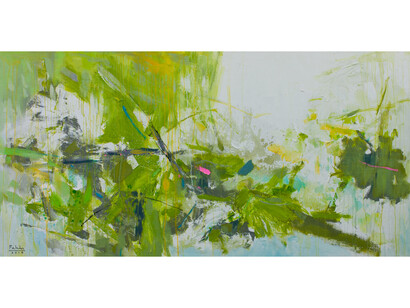 Pham An Hai, Lotus Pond, 2014, Acrylic on canvas, 100 x 200 cm (39 3/8 x 78 47/64 in)