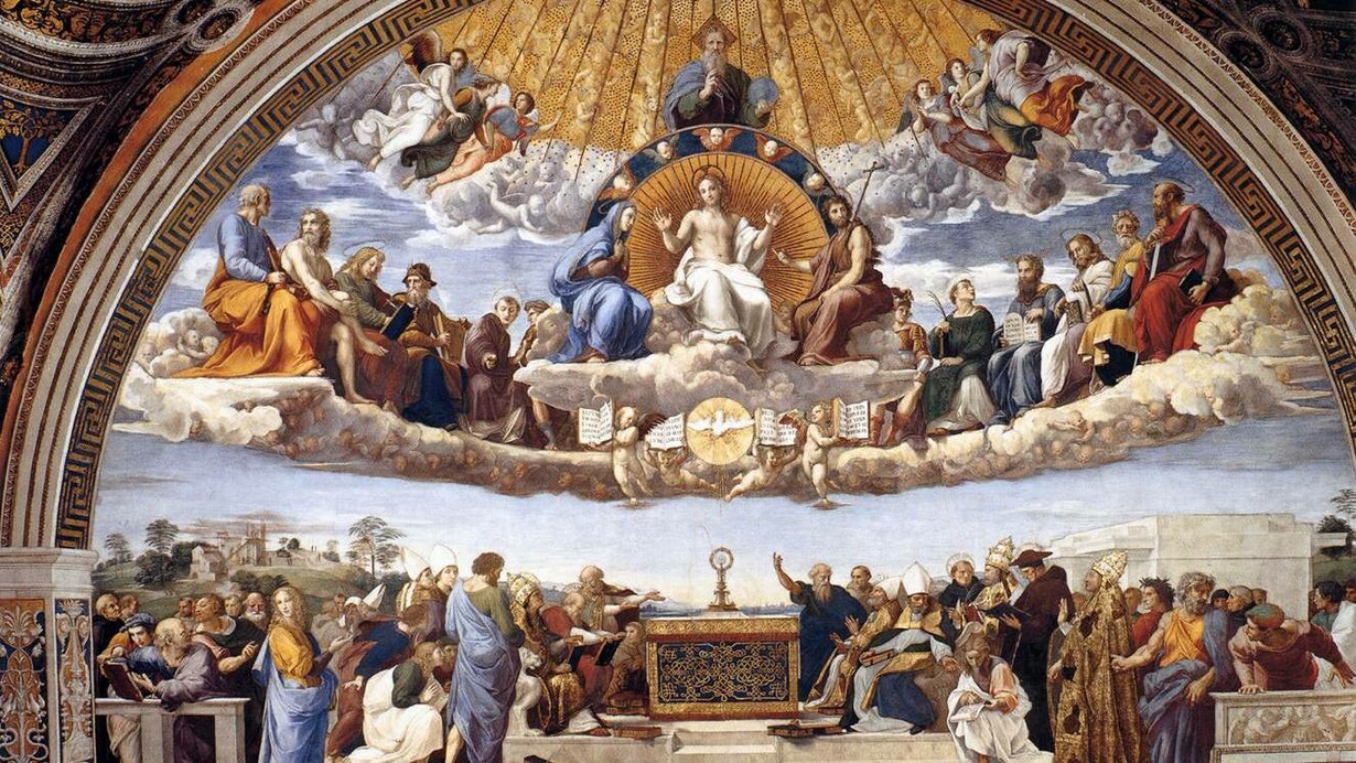 "Disputa del Sacramento" di Raffaello, affresco, 1508-11, Musei Vaticani, Roma