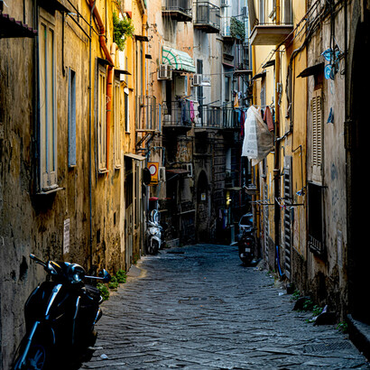 A street in the historic center of Naples, Campania, Italy