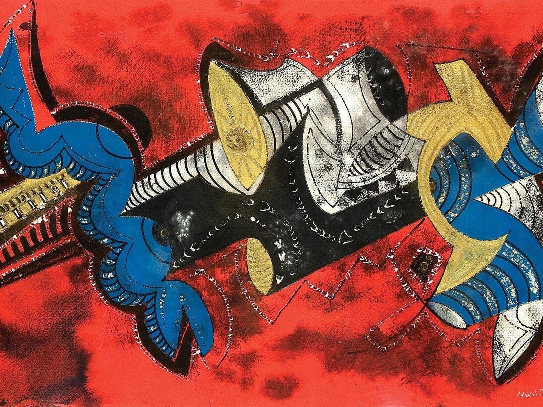 Umberto Mastroianni, Ida’s Dream (1984), detail, Tempera and pastel on scratched card, 84 x 150 cm, Courtesy of Il Cigno GG Edizioni