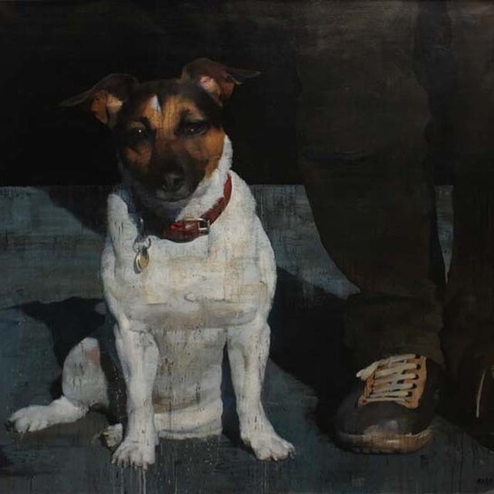 François Bard, Le Chien, 2013, Oil on Canvas, 63" x 63"