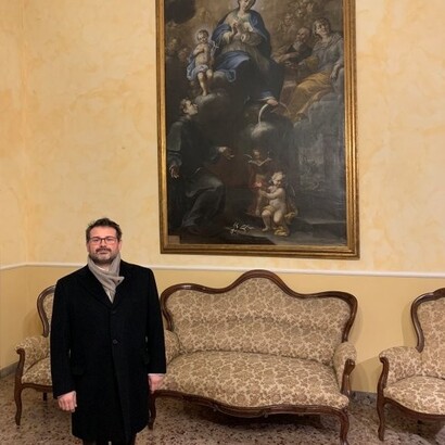 Rettore in una stanza del Collegio Senatore, Pavia, Italia