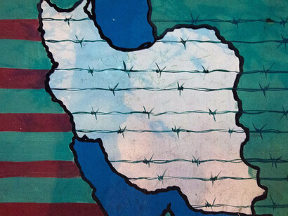Mural (posteriormente retirado) en la antigua embajada de Estados Unidos en Teherán, 2009