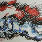 Heribert C. Ottersbach, (*1960 Köln), Der Schlaf der Vernunft weckt böse Geister, oil chalk on paper, 1983, 29,8 x 39,7 cm, monogrammed, dated bottom right 'HCO 83' and entitled bottom left 'Der Schlaf der Vernunft
weckt böse Geister'; verso signed 'Ottersbach'