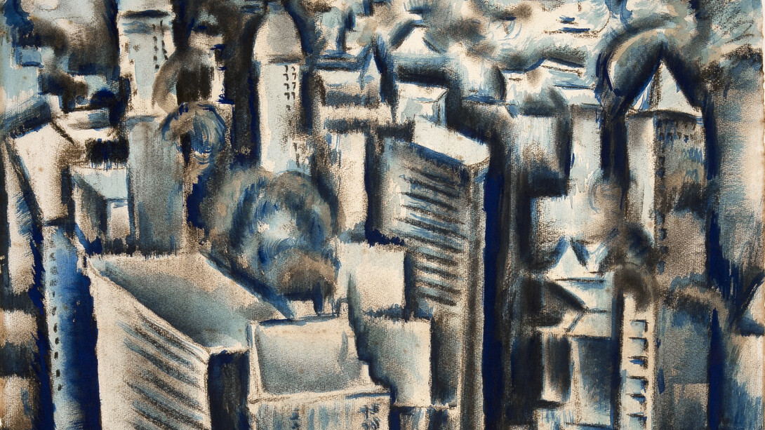 Max Weber, New York (detail), 1912, chalk, watercolour and gouache, University of Reading