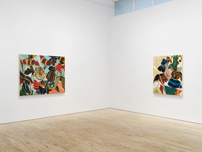 Kenichi Hoshine, And there came a storm beneath a cutthroat moon, exhibition view. Courtesy of Nino Mier Gallery