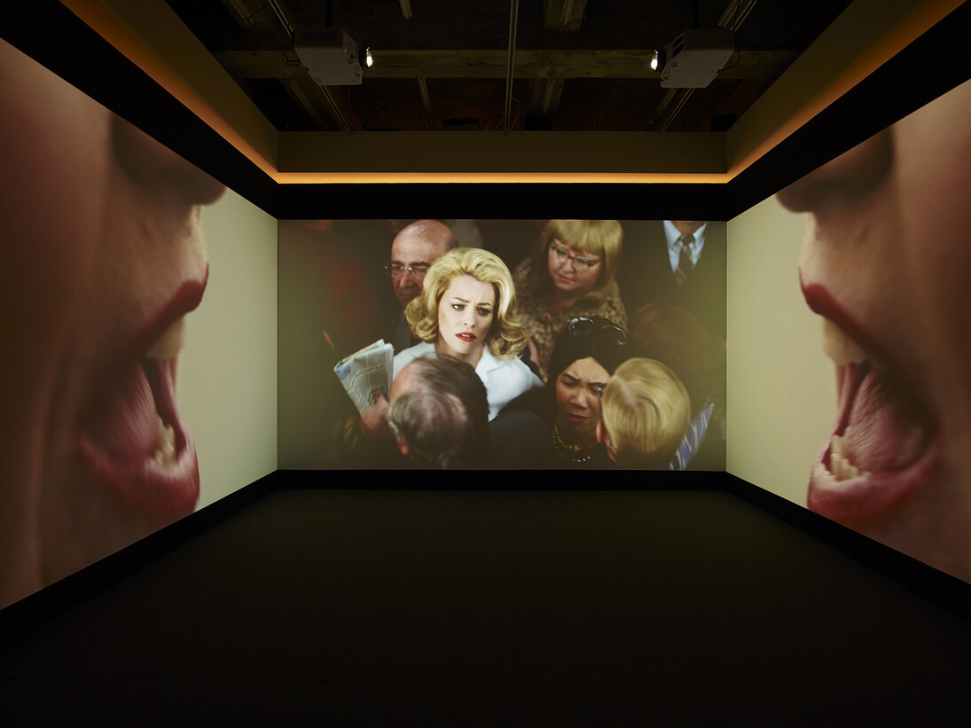 Alex Prager, Face in the Crowd, 2013, Acrylic on canvas on panel, Courtesy the artist and Lehmann Maupin, New York and Hong Kong
