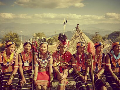 People of the Wancho tribe sitting together, India @TUTC