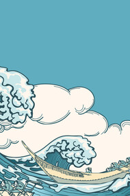 Illustration of a big ocean wave, capturing the natural movement of sea water