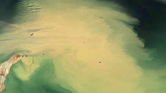 Mishka Henner, Cedar Point Oil Field, 2013-14, Oil Fields, Archival pigment print mounted to aluminium in tray frame, 149 x 258 cm, 58.7 x 101.6 in