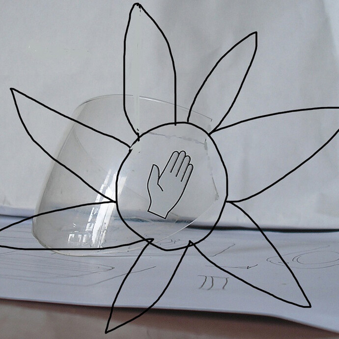 Gerry Smith, Grey Hand-flower, ink on photograph, 16 x 17 cm