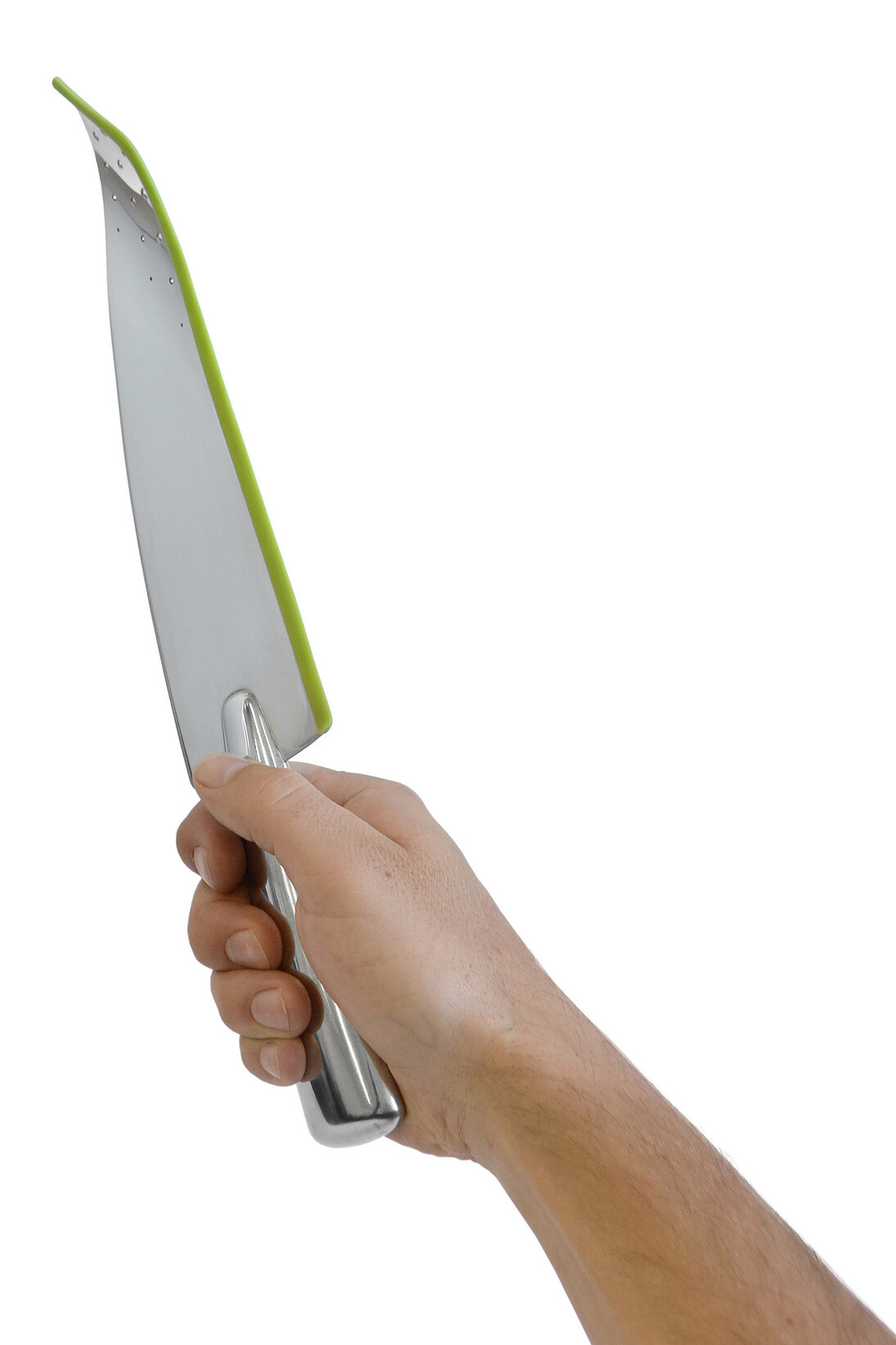 Mikhail Belyaev, Master Knife F.O.R., Stainless steel with a green silicone detail, 32.2 x 7 x 3.5 cm, 12 5/8 x 2 3/4 x 1 3/8 in, Courtesy of the designer and Gallery Elena Shchukina