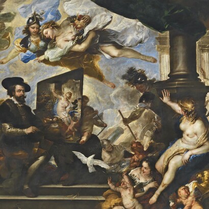 Luca Giordano, Rubens dipinge l'allegoria della pace, 1660 circa. Museo del Prado, Madrid, Spagna