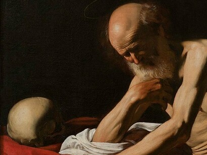 São Jerônimo penitente, de Caravaggio. Eu aguardava com ansiedade o momento de me reencontrar com uma obra de Caravaggio, como quem revê um velho amigo. Em 2012, em uma exposição da Casa Fiat de Cultura, em Belo Horizonte, fui fisgada pelo poder de suas pinceladas