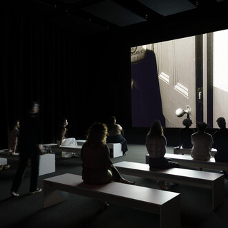 Christian Marclay, Doors, exhibition view. Courtesy of Brooklyn Museum