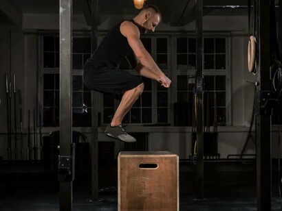A man preparing to do a vertical jump