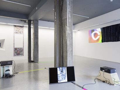 Installation view, Woodall, Hilary Lloyd, Temple Bar Gallery + Studios, 2017. Photo by Kasia Kaminska