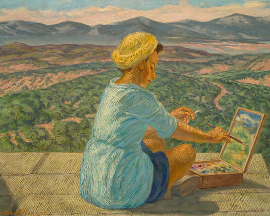 Girl’s Eye View, 1945. John Sloan (1871–1951). Oil on Masonite™, 16 × 19 7/8 inches (40.6 × 50.5 cm). Delaware Art Museum, Gift of Helen Farr Sloan, 1980. © Delaware Art Museum / Artists Rights Society (ARS), New York.