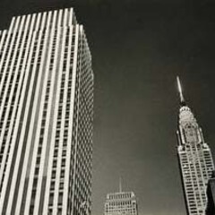 Ilse Bing (Rockefeller Center or Daily Mirror and Chrysler Building tops), 1936. Museum no. E.3029-2004. © Victoria and Albert Museum, London/Estate of Ilse Bing, courtesy Michael Mattis