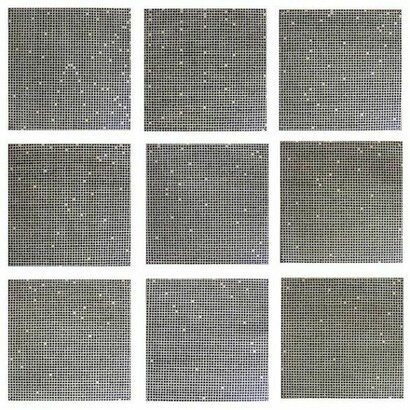 Jennifer Bartlett, Count, 1972, enamel over silk screened on baked enamel steel plates, (9) 12 x 12 inch plates. Private collection, courtesy of Norte Maar