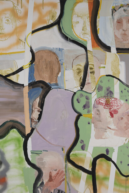 Bernard Gaube, Autoportrait - Puzzle gauche, Huile sur toile, 2015, 195 x 160 cm